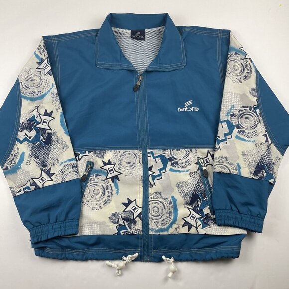 Beyond Clothing Windbreaker Men’s L Vented Lightweight Rope Hem Aztec Full Zip - Picture 2 of 12